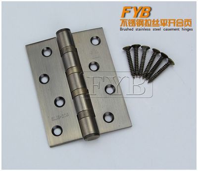 揭陽(yáng)廠家直銷4寸304不銹鋼拉絲開(kāi)槽防盜門合頁(yè) 4BB平開(kāi)門窗鉸鏈